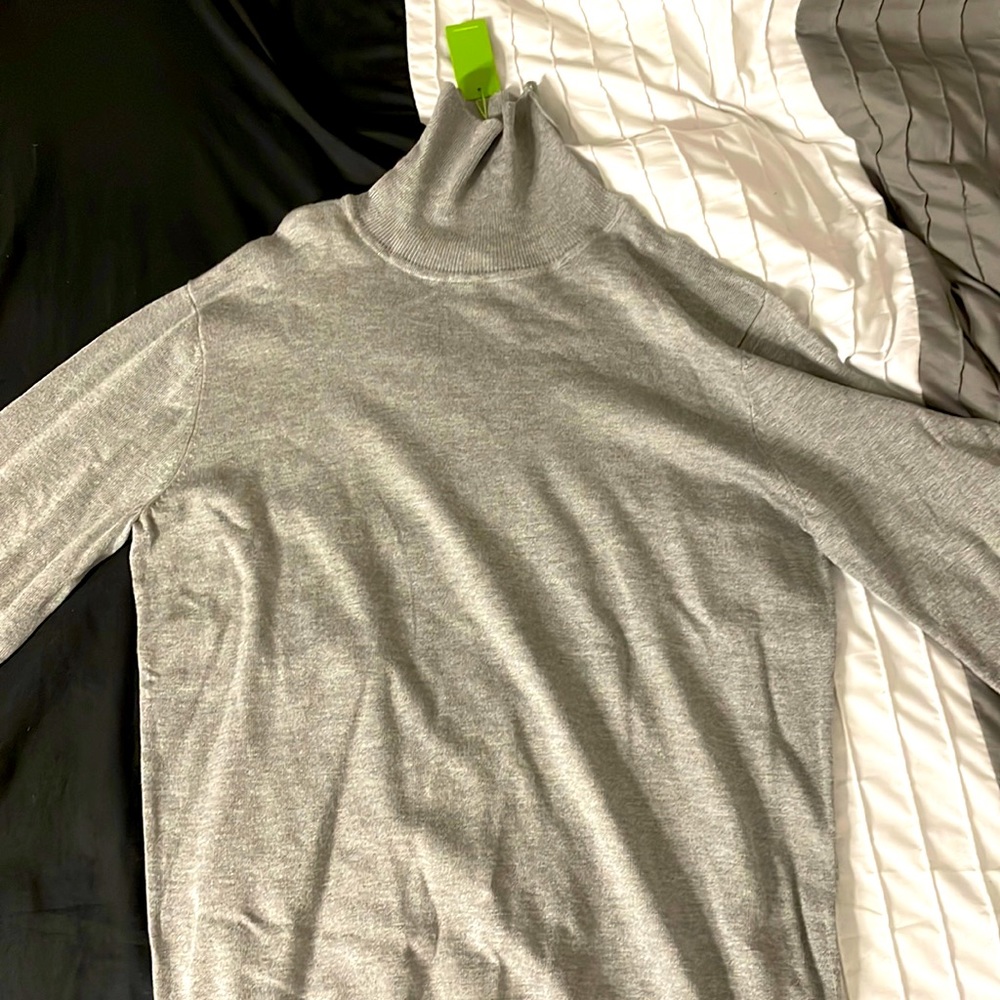 Gianni Feraud Premium Muscle Fit Stretch Roll Neck Fine Gauge Sweater in Gray